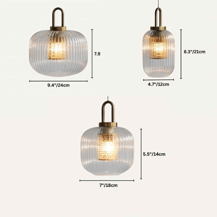 Tosqa Pendant Light Glass Ceiling Lamp | Striped Modern Design | E27 LED Socket | Adjustable 1.5m Cord Hanging Light