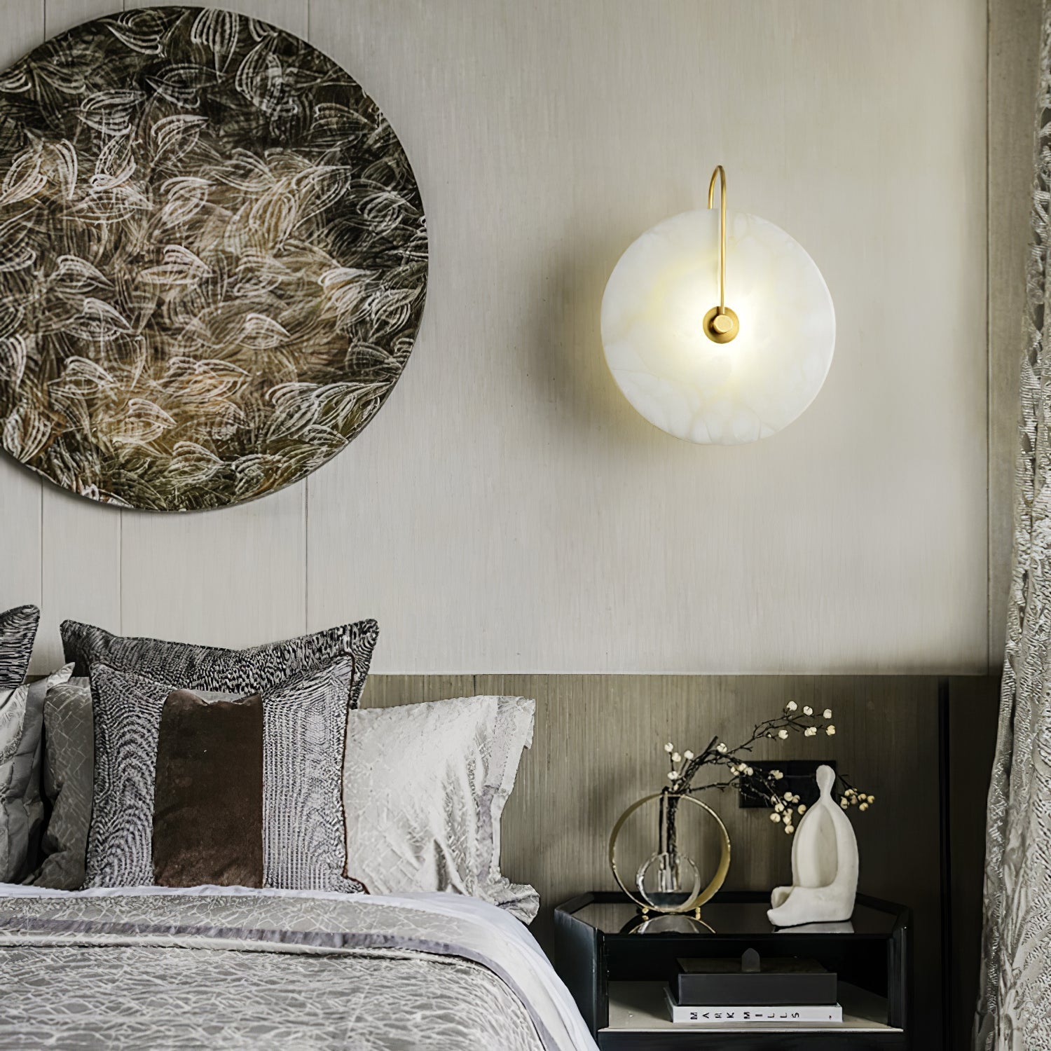 Alabaster LED Wall Lamp | Organic Stone-Inspired Sconce | Warm to Cool Adjustable Light | Bedroom Hallway Living Room