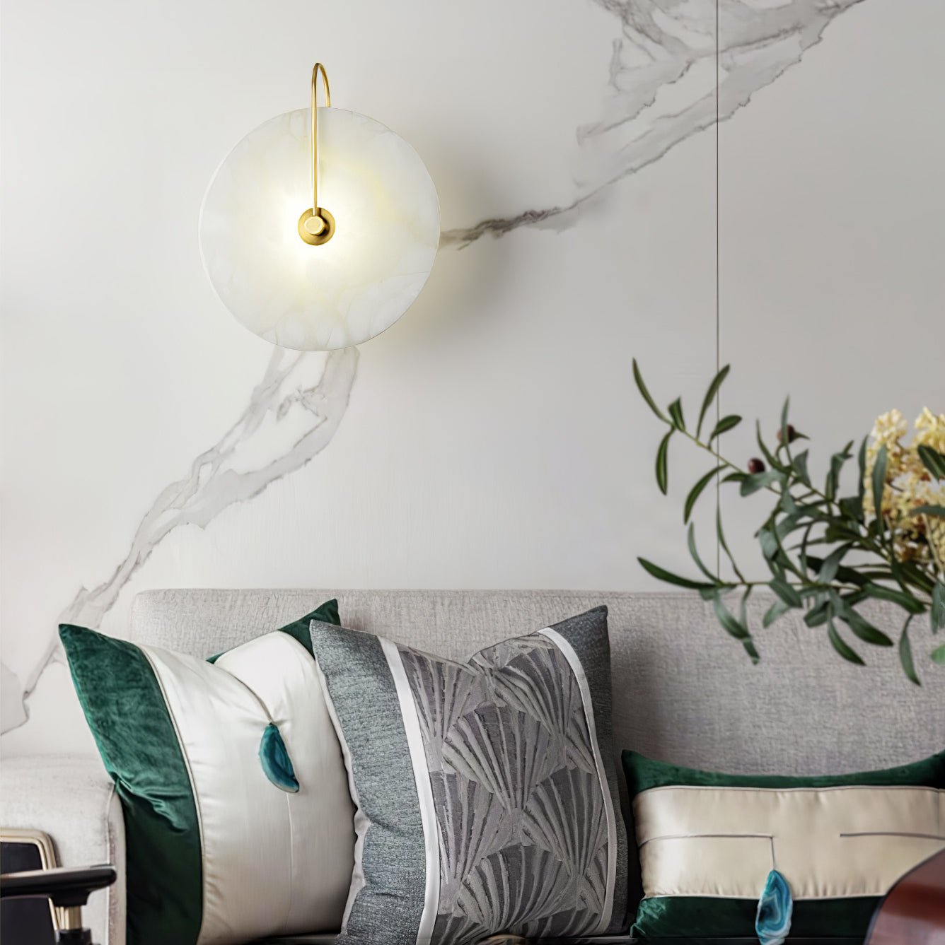 Alabaster LED Wall Lamp | Organic Stone-Inspired Sconce | Warm to Cool Adjustable Light | Bedroom Hallway Living Room