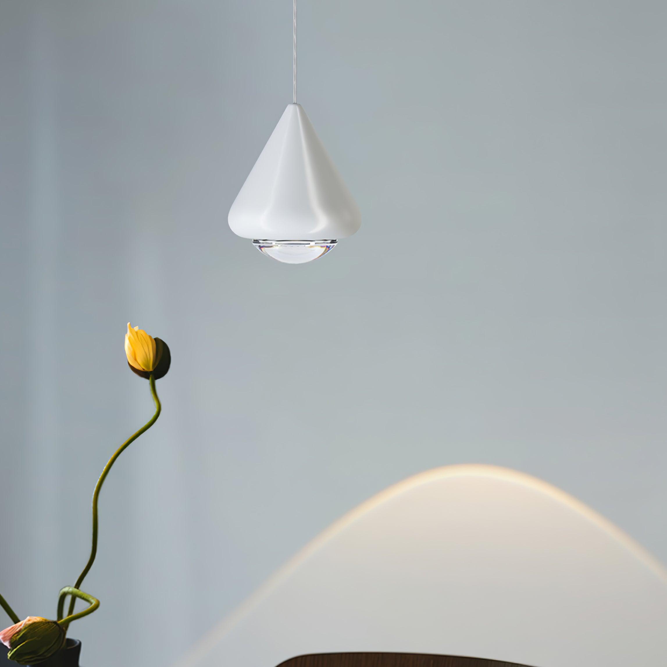 Modern LED Pendant Light for Dining Room & Kitchen Island | Glossy Geometric Designer Ceiling Lamp | Minimalist Hanging Light | Black, White or Chrome Finish