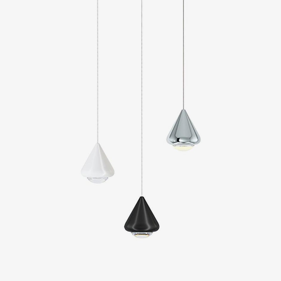 Modern LED Pendant Light for Dining Room & Kitchen Island | Glossy Geometric Designer Ceiling Lamp | Minimalist Hanging Light | Black, White or Chrome Finish