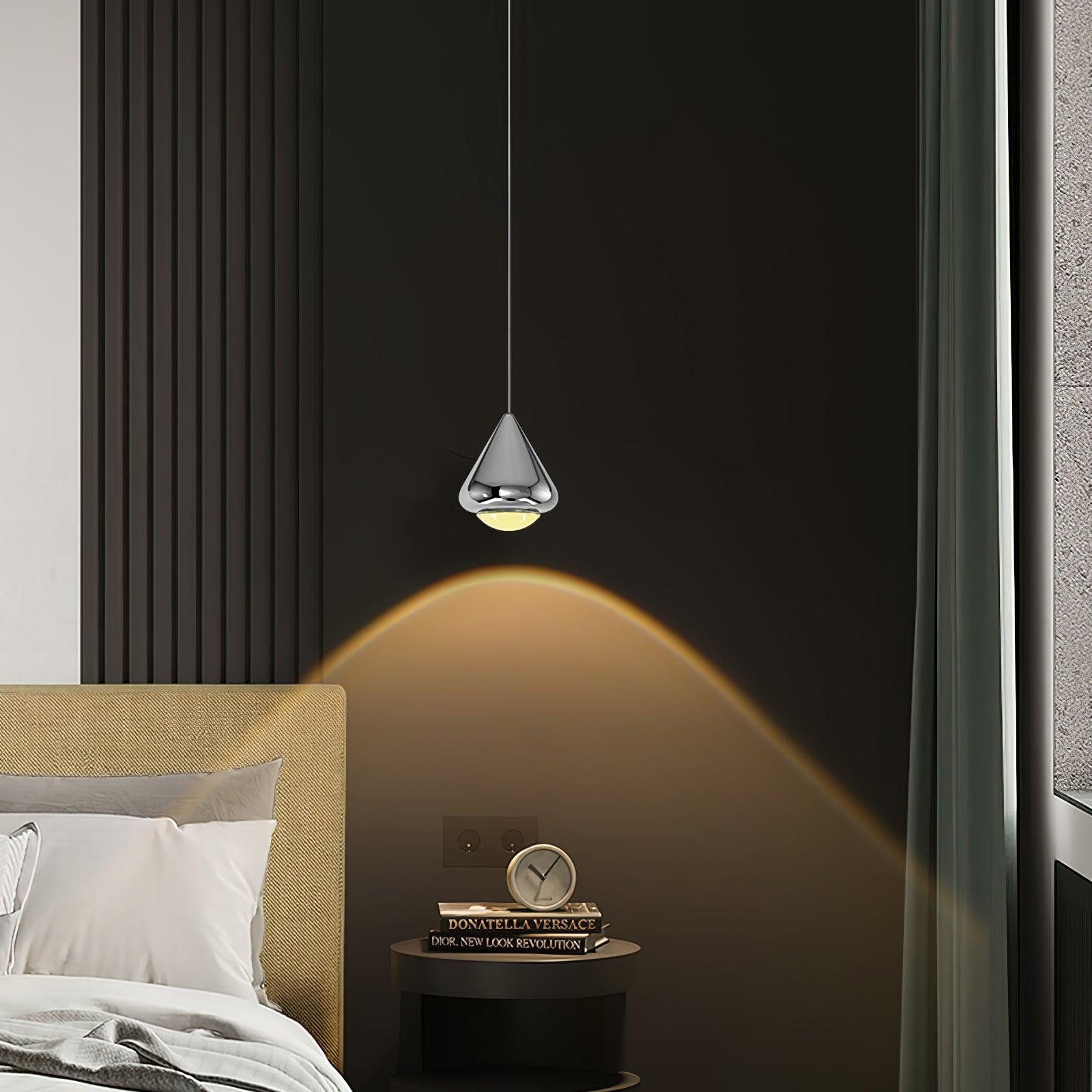 Modern LED Pendant Light for Dining Room & Kitchen Island | Glossy Geometric Designer Ceiling Lamp | Minimalist Hanging Light | Black, White or Chrome Finish