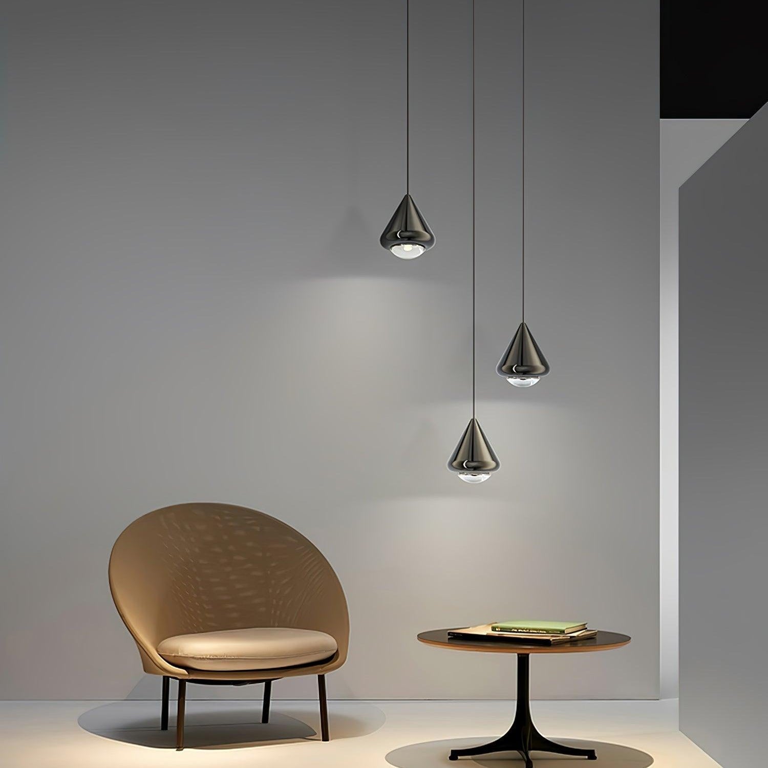 Modern LED Pendant Light for Dining Room & Kitchen Island | Glossy Geometric Designer Ceiling Lamp | Minimalist Hanging Light | Black, White or Chrome Finish