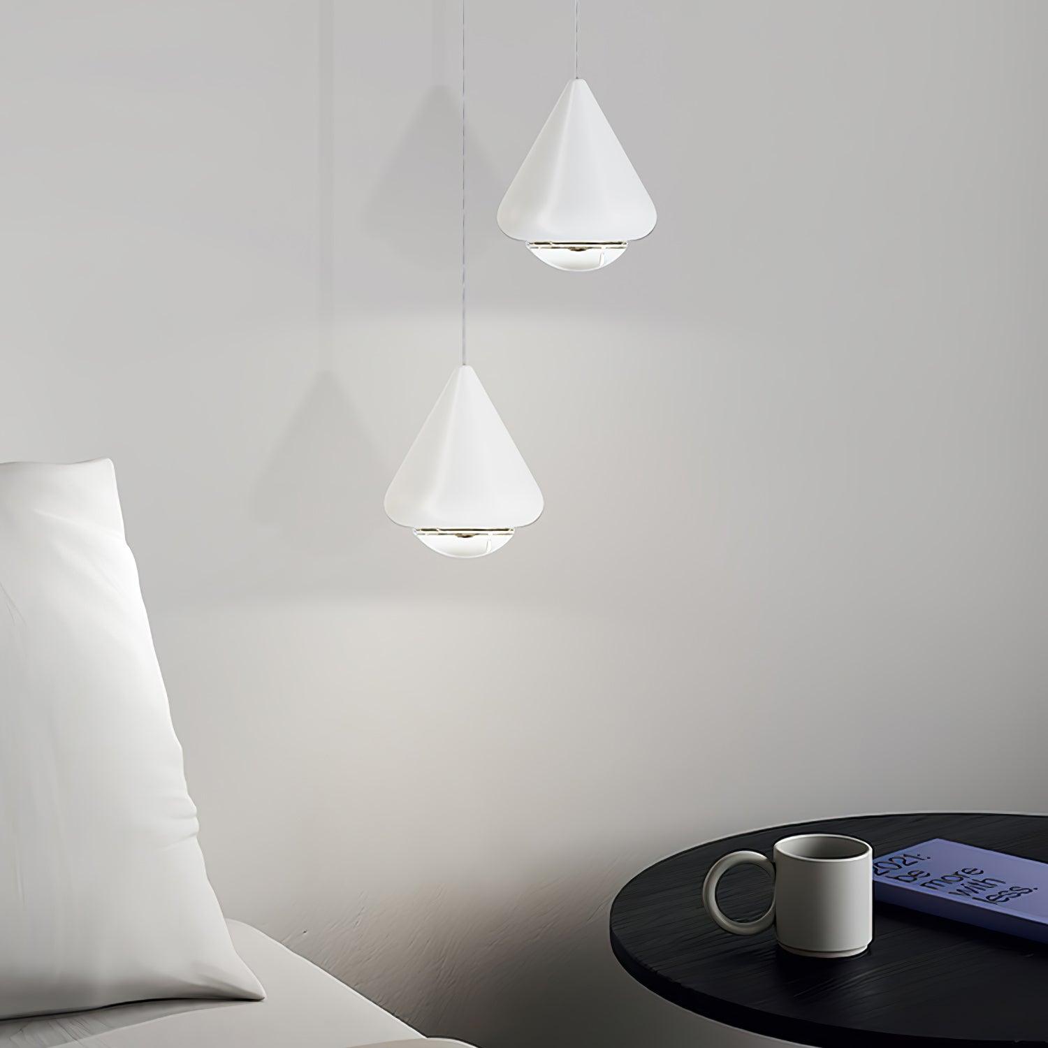 Modern LED Pendant Light for Dining Room & Kitchen Island | Glossy Geometric Designer Ceiling Lamp | Minimalist Hanging Light | Black, White or Chrome Finish