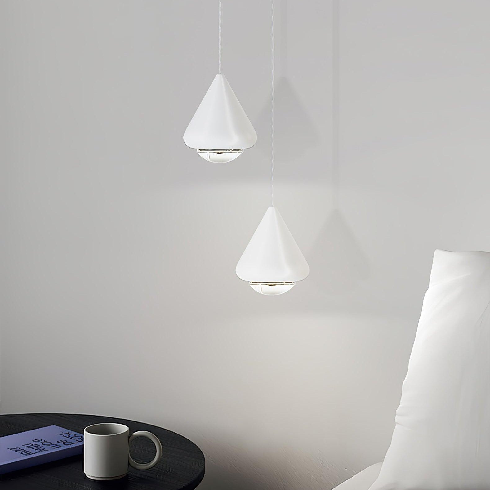 Modern LED Pendant Light for Dining Room & Kitchen Island | Glossy Geometric Designer Ceiling Lamp | Minimalist Hanging Light | Black, White or Chrome Finish