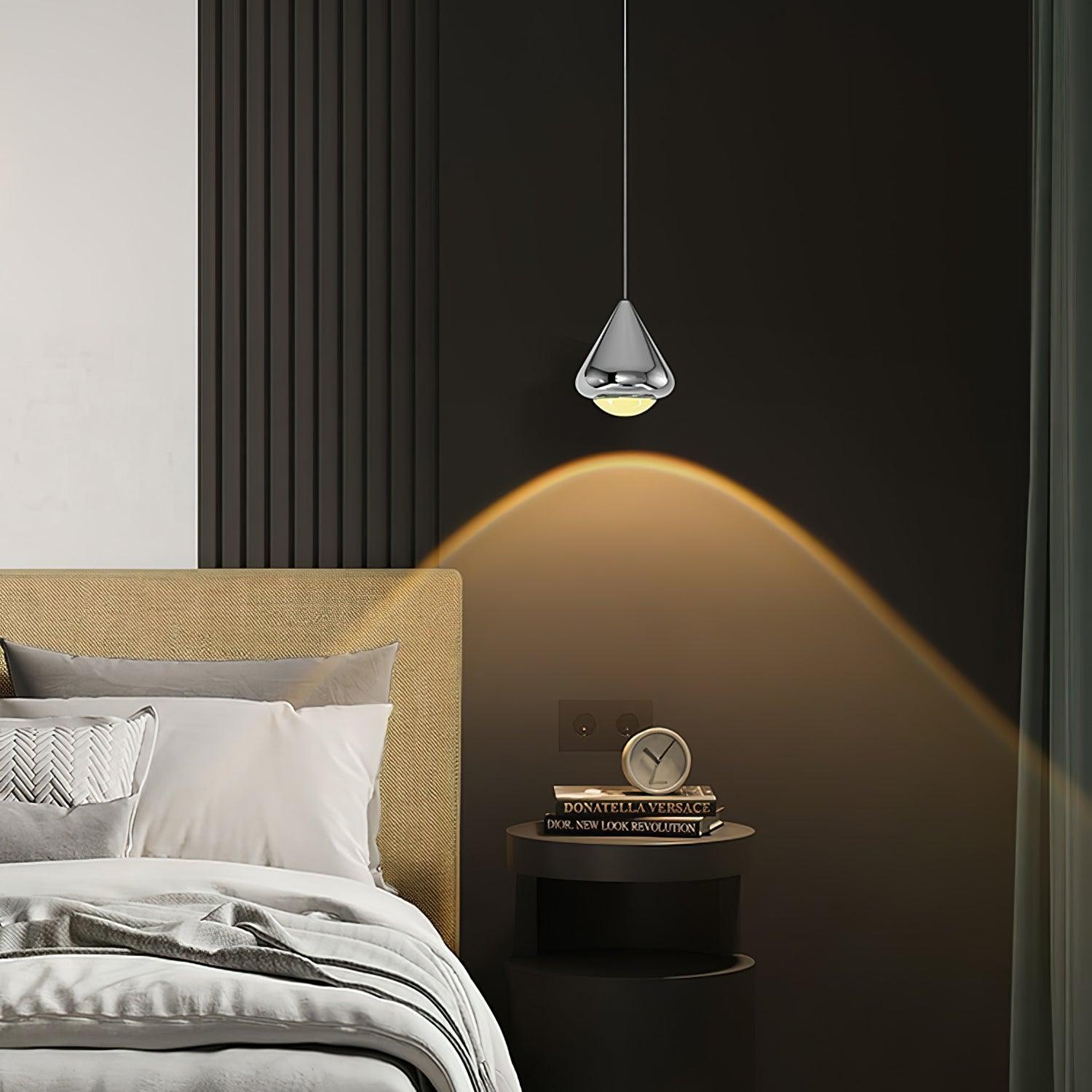 Modern LED Pendant Light for Dining Room & Kitchen Island | Glossy Geometric Designer Ceiling Lamp | Minimalist Hanging Light | Black, White or Chrome Finish