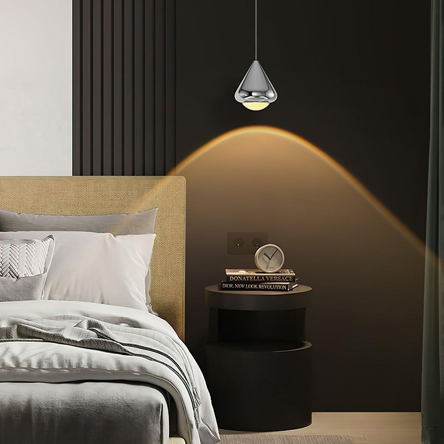 Modern LED Pendant Light for Dining Room & Kitchen Island | Glossy Geometric Designer Ceiling Lamp | Minimalist Hanging Light | Black, White or Chrome Finish