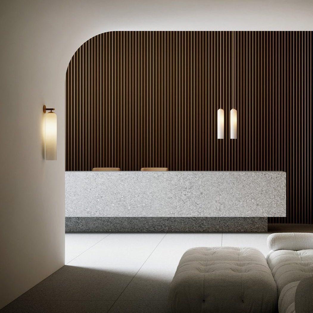 Glass Wall Lamp Modern Art Sconce Vertical Design | Metal & Glass | E26 E27 LED Compatible | Ambient Indoor Wall Lighting
