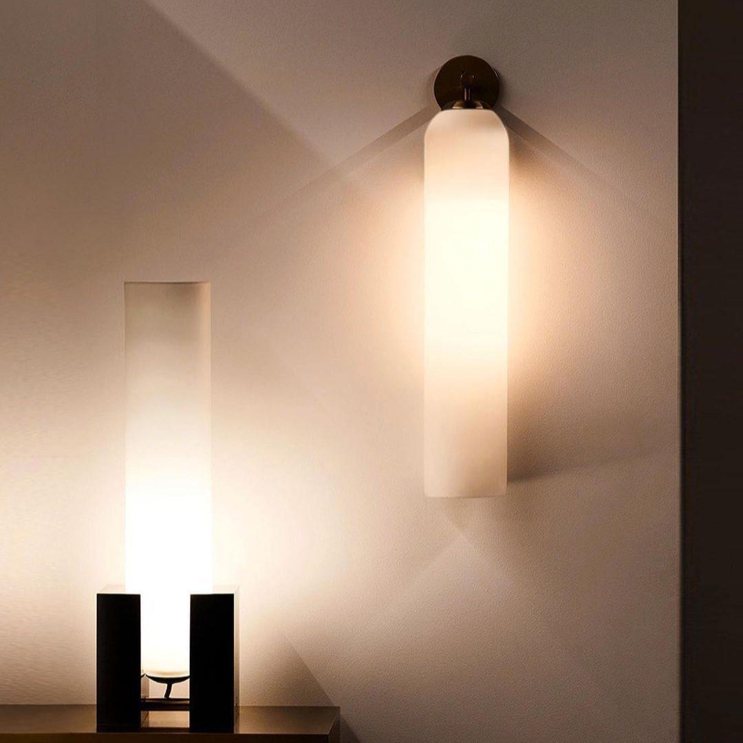 Glass Wall Lamp Modern Art Sconce Vertical Design | Metal & Glass | E26 E27 LED Compatible | Ambient Indoor Wall Lighting