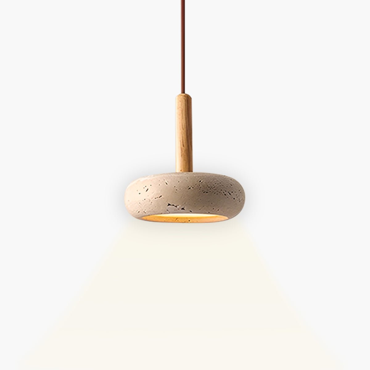 Wabi Sabi Hanging Pendant Lamp Natural Travertine Stone Light | Minimalist Organic Ceiling Lighting | LED Included