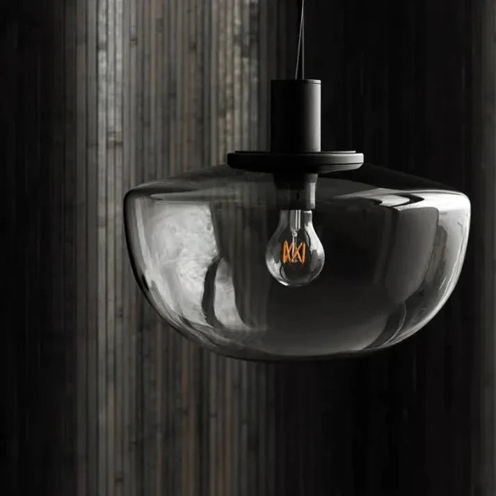 Modern Globe Glass Pendant Lamp Minimalist Design | E27 Ceiling Light Fixture | Metal Frame | Adjustable Hanging | 22–35cm