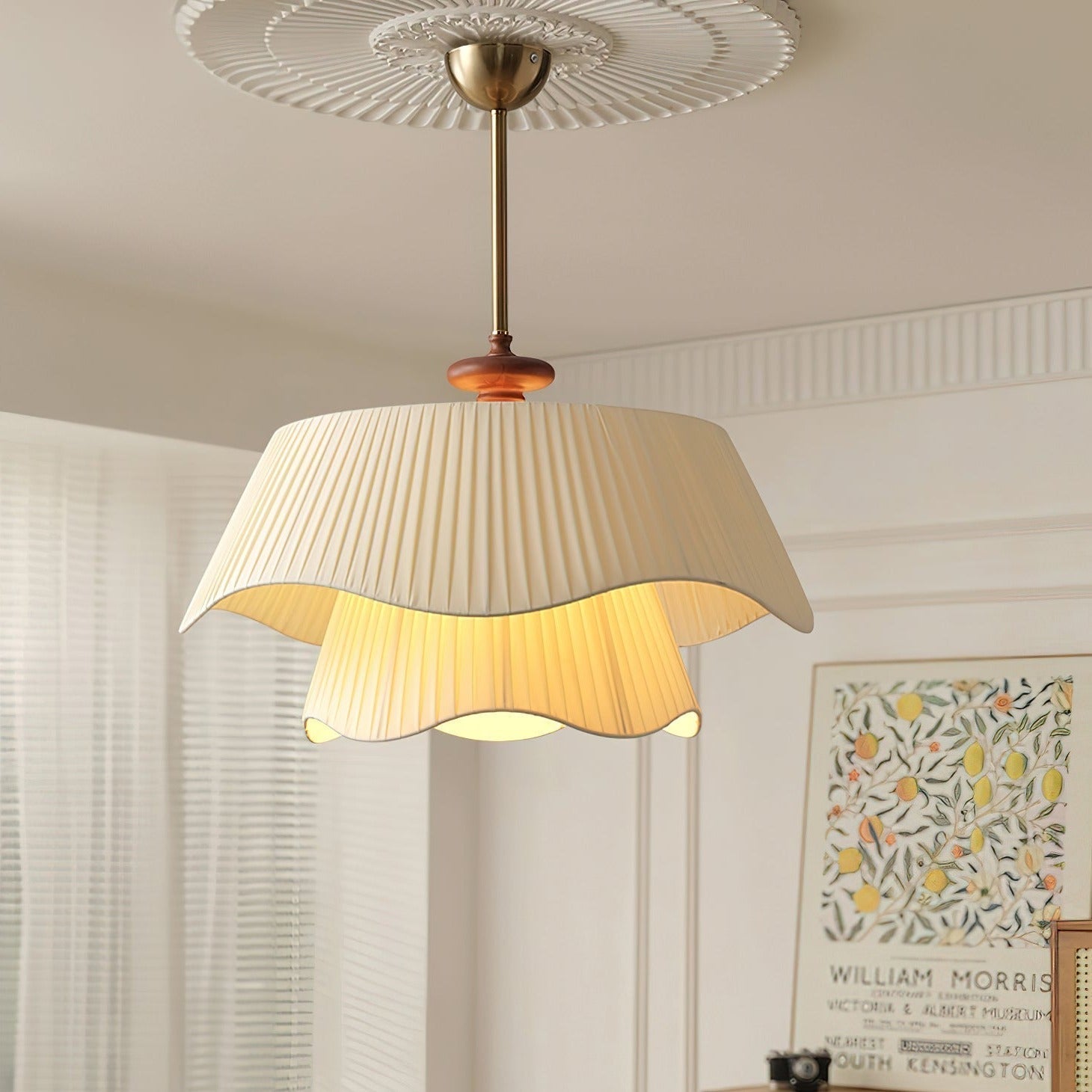 Bellevue Pendant Lamp | Metal, Glass & Wood Ceiling Light | E26/E27 LED or Edison Bulb | Adjustable Modern Hanging Fixture