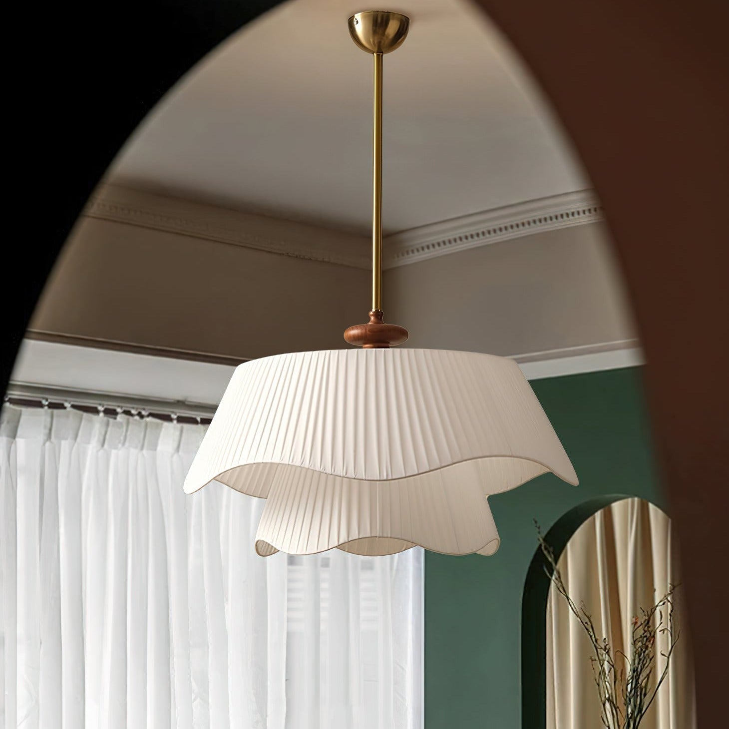 Bellevue Pendant Lamp | Metal, Glass & Wood Ceiling Light | E26/E27 LED or Edison Bulb | Adjustable Modern Hanging Fixture