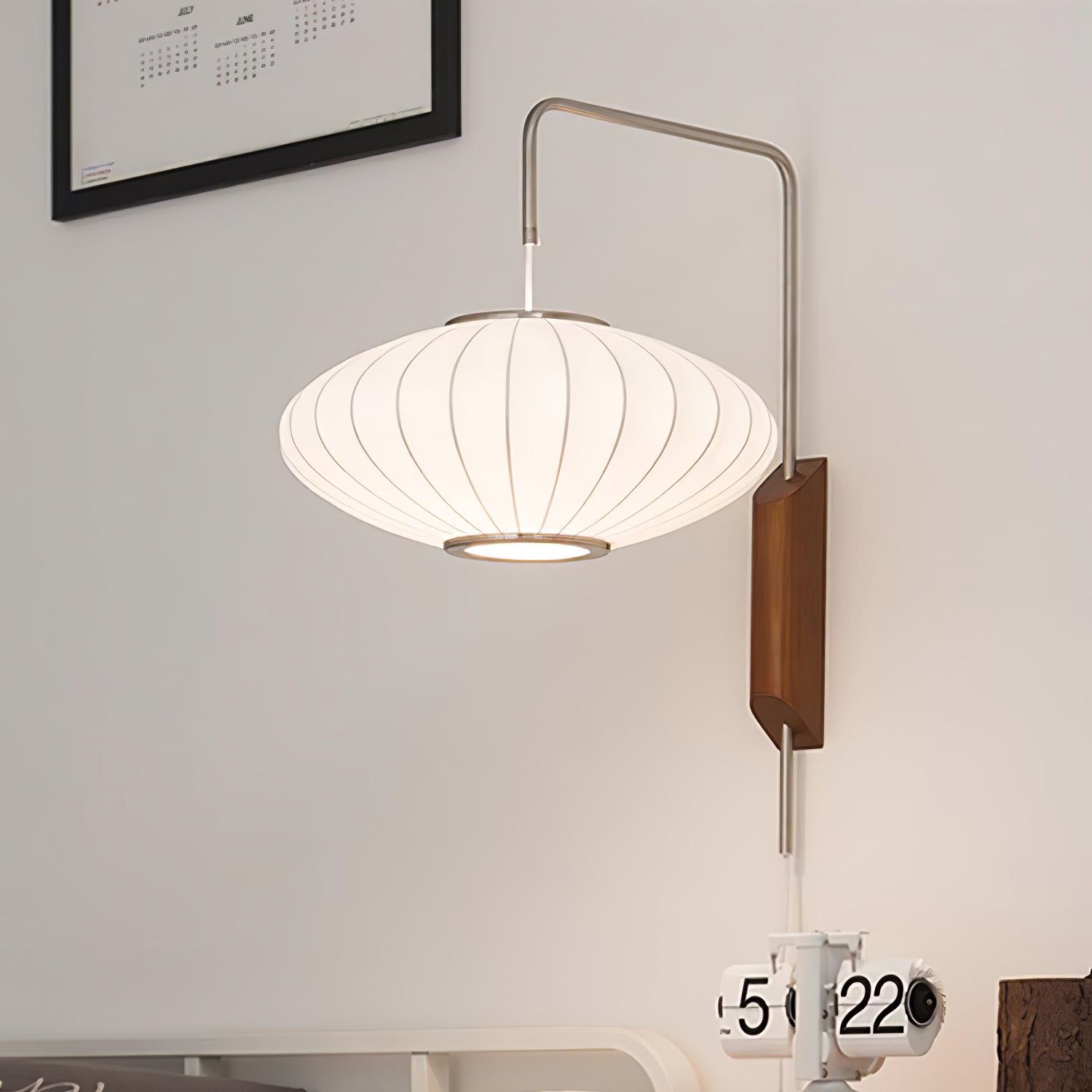 Nelson Wall Sconce | Mid-Century Modern Wall Light | Walnut & Metal Fixture | E26/E27 Ambient Indoor Lighting