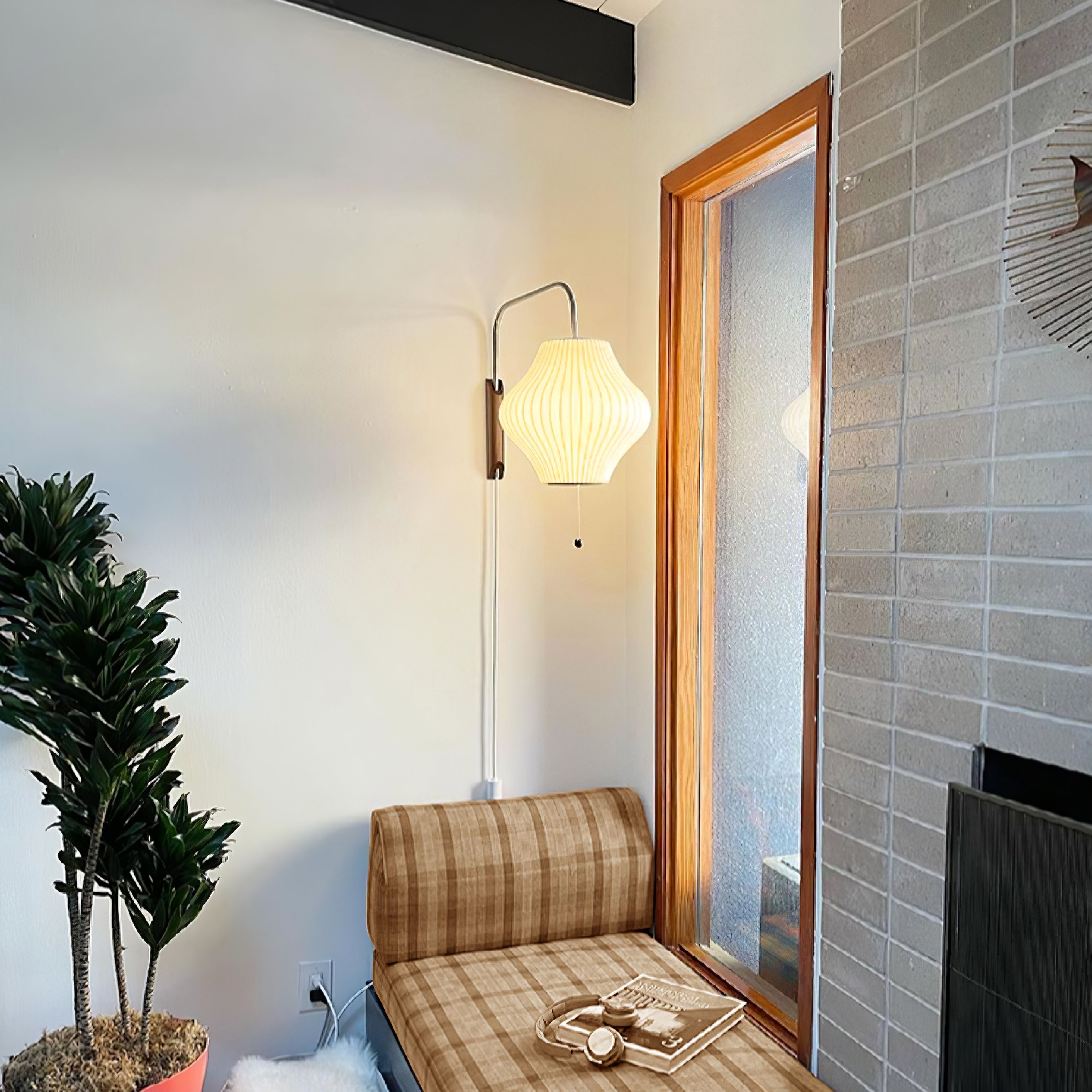 Nelson Wall Sconce | Mid-Century Modern Wall Light | Walnut & Metal Fixture | E26/E27 Ambient Indoor Lighting