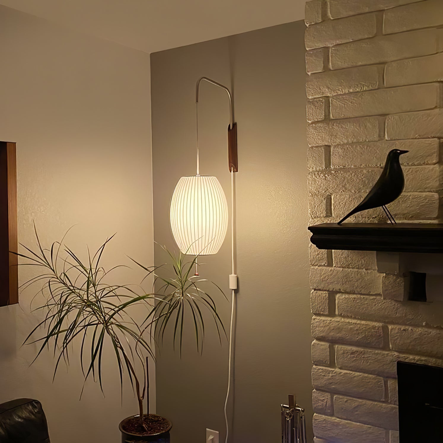 Nelson Wall Sconce | Mid-Century Modern Wall Light | Walnut & Metal Fixture | E26/E27 Ambient Indoor Lighting