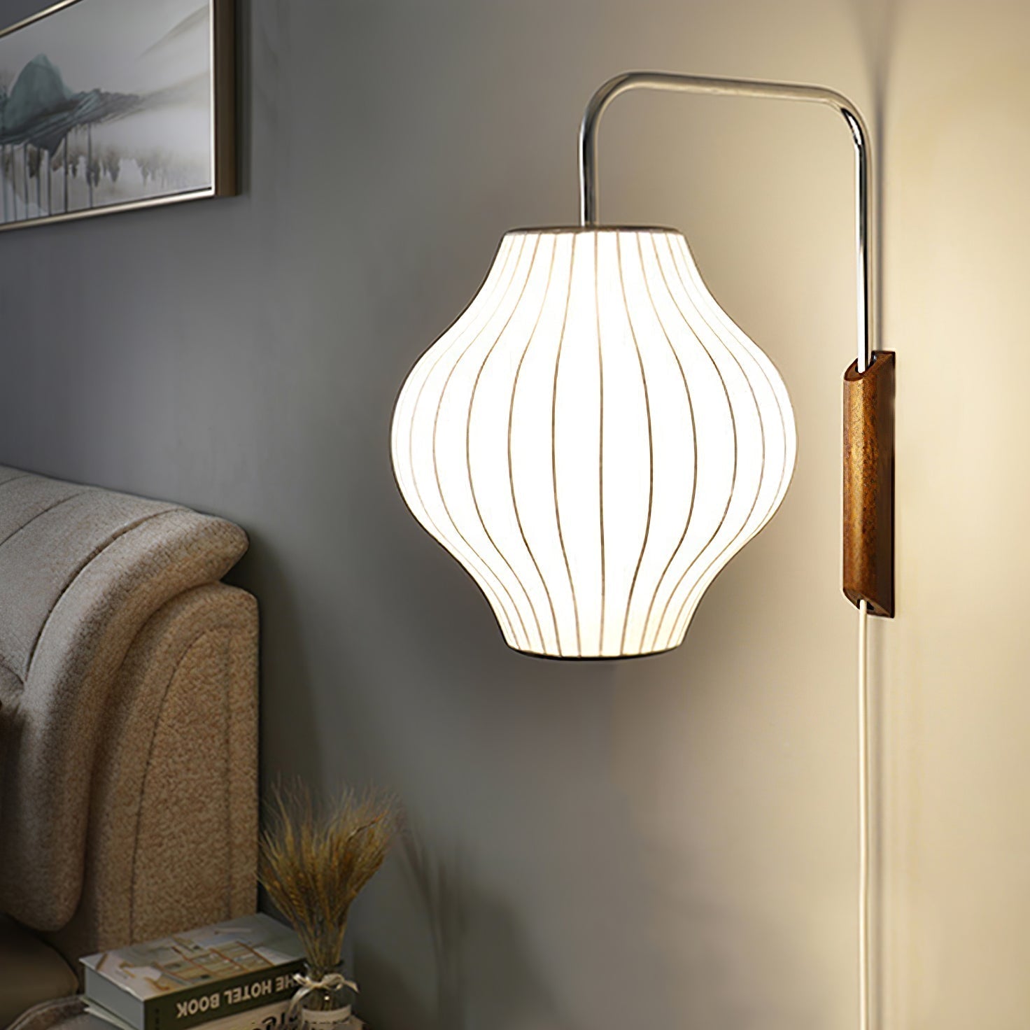 Nelson Wall Sconce | Mid-Century Modern Wall Light | Walnut & Metal Fixture | E26/E27 Ambient Indoor Lighting