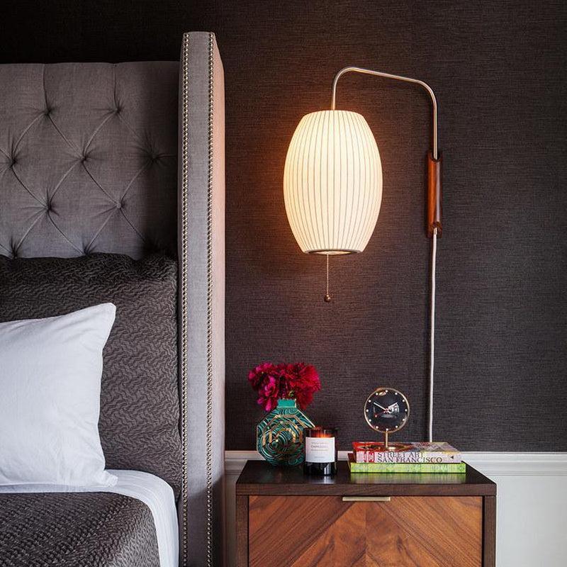 Nelson Wall Sconce | Mid-Century Modern Wall Light | Walnut & Metal Fixture | E26/E27 Ambient Indoor Lighting