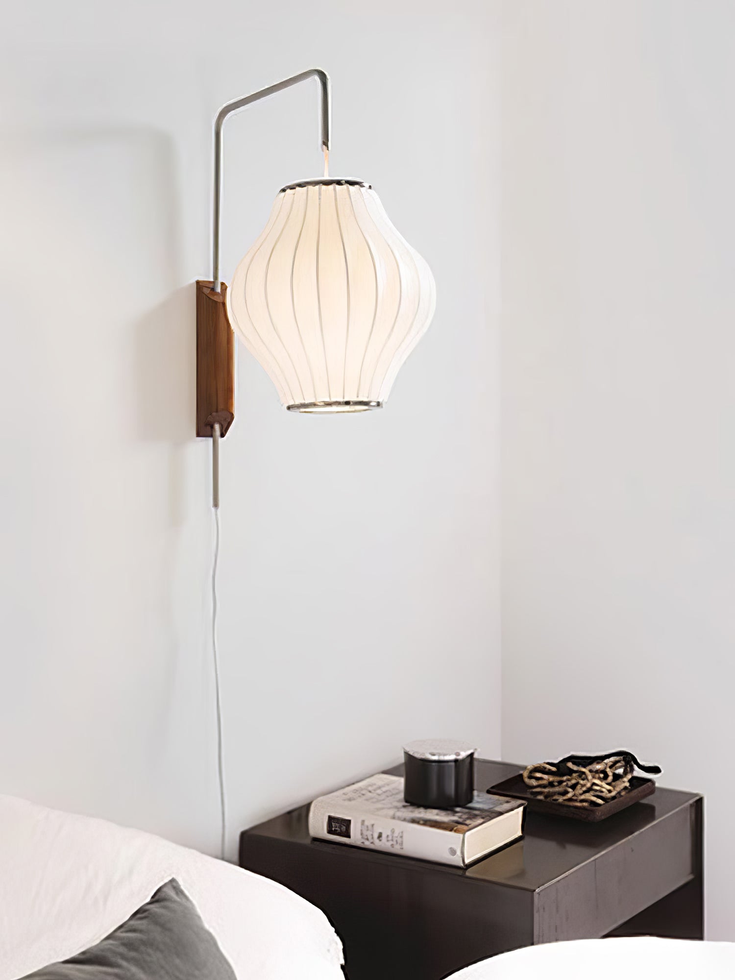 Nelson Wall Sconce | Mid-Century Modern Wall Light | Walnut & Metal Fixture | E26/E27 Ambient Indoor Lighting