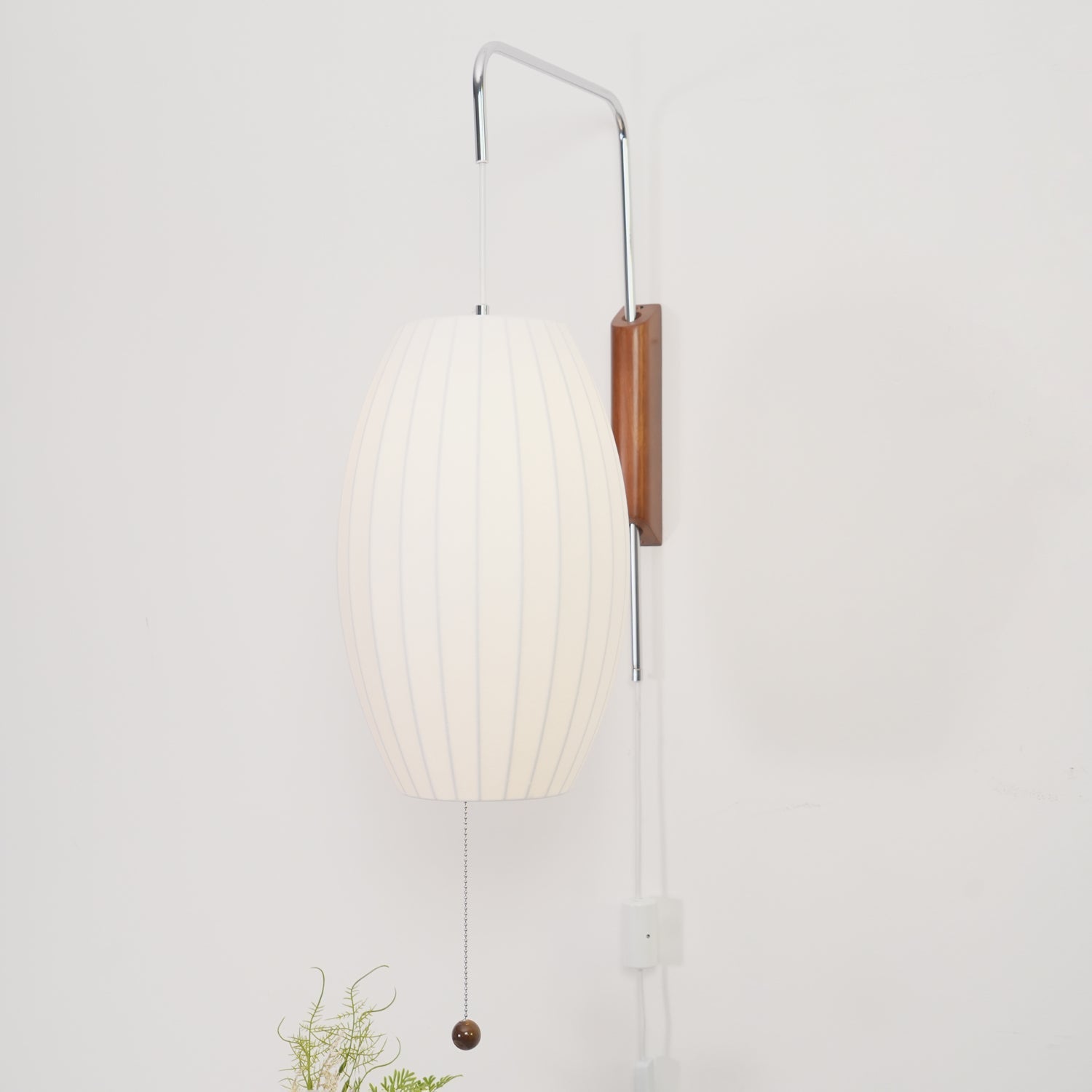 Nelson Wall Sconce | Mid-Century Modern Wall Light | Walnut & Metal Fixture | E26/E27 Ambient Indoor Lighting
