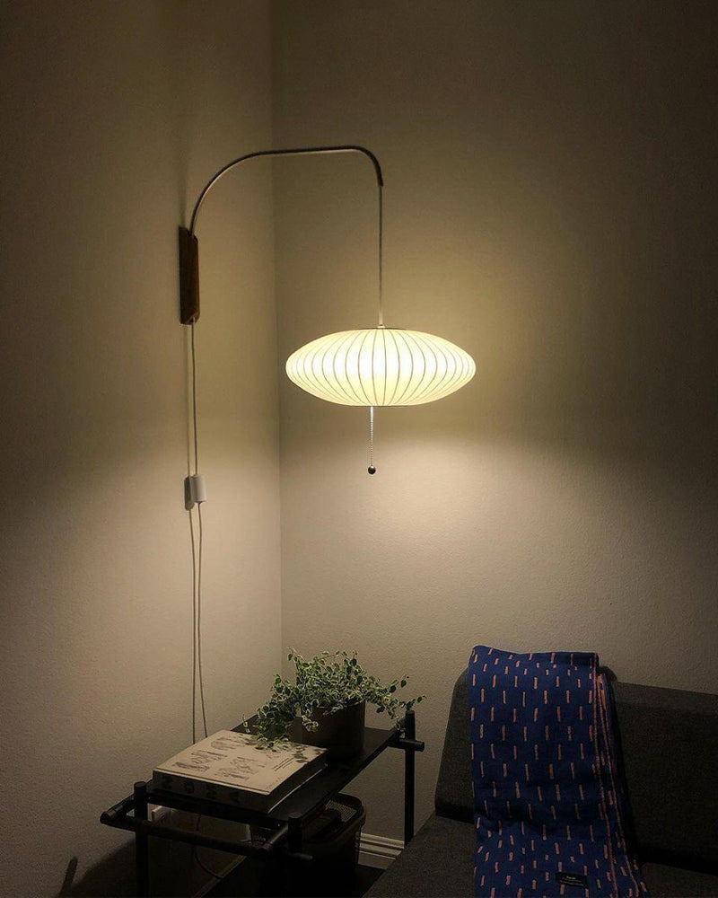 Nelson Wall Sconce | Mid-Century Modern Wall Light | Walnut & Metal Fixture | E26/E27 Ambient Indoor Lighting