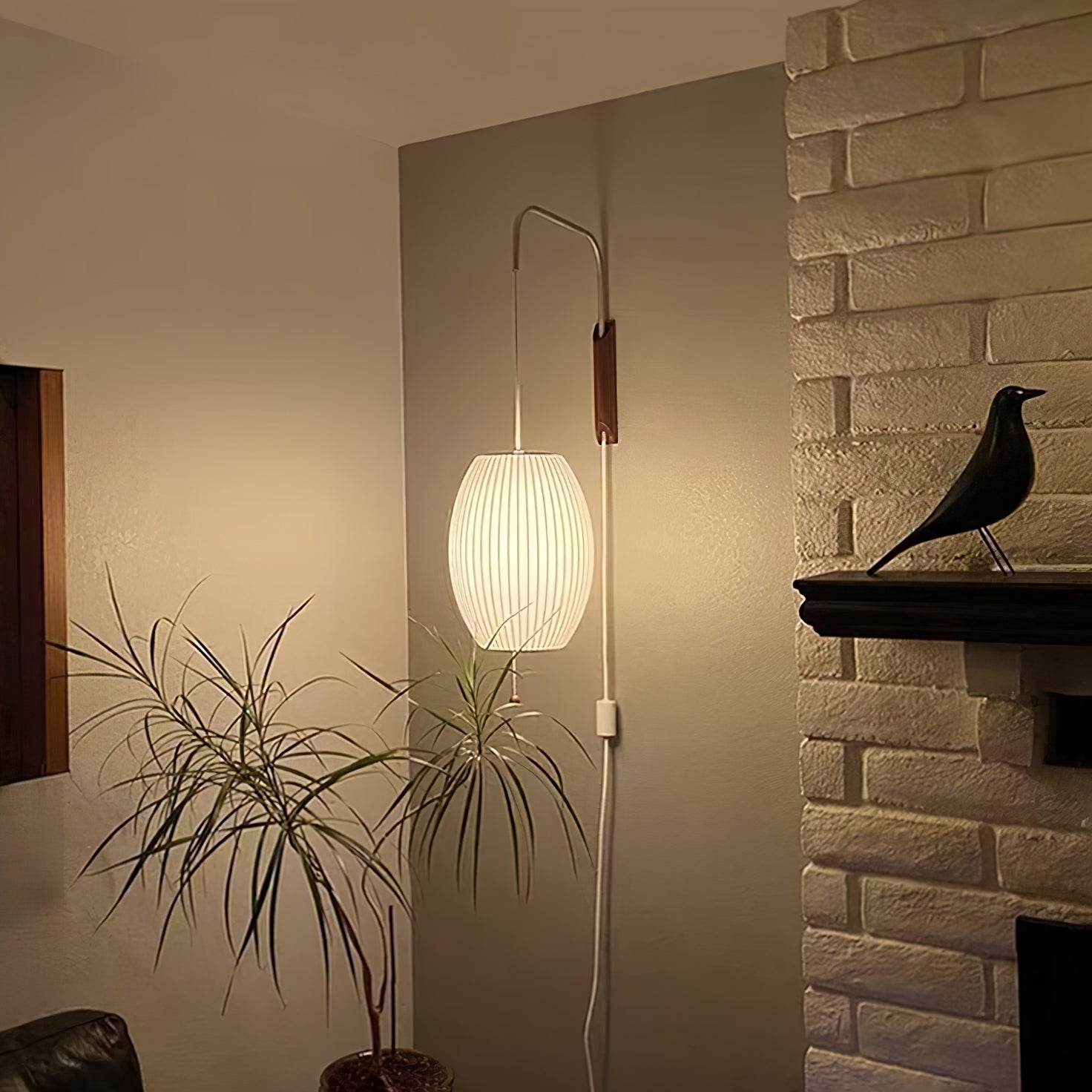 Nelson Wall Sconce | Mid-Century Modern Wall Light | Walnut & Metal Fixture | E26/E27 Ambient Indoor Lighting