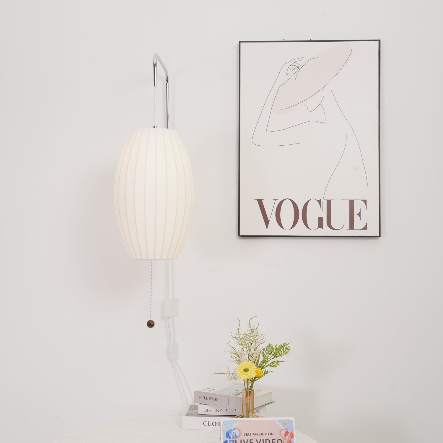 Nelson Wall Sconce | Mid-Century Modern Wall Light | Walnut & Metal Fixture | E26/E27 Ambient Indoor Lighting