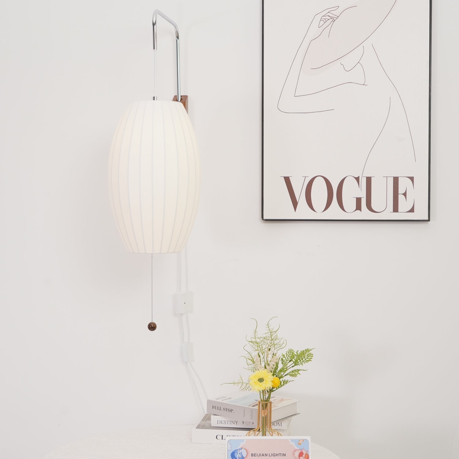 Nelson Wall Sconce | Mid-Century Modern Wall Light | Walnut & Metal Fixture | E26/E27 Ambient Indoor Lighting