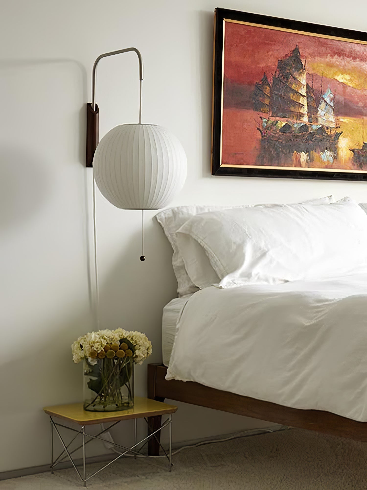 Nelson Wall Sconce | Mid-Century Modern Wall Light | Walnut & Metal Fixture | E26/E27 Ambient Indoor Lighting