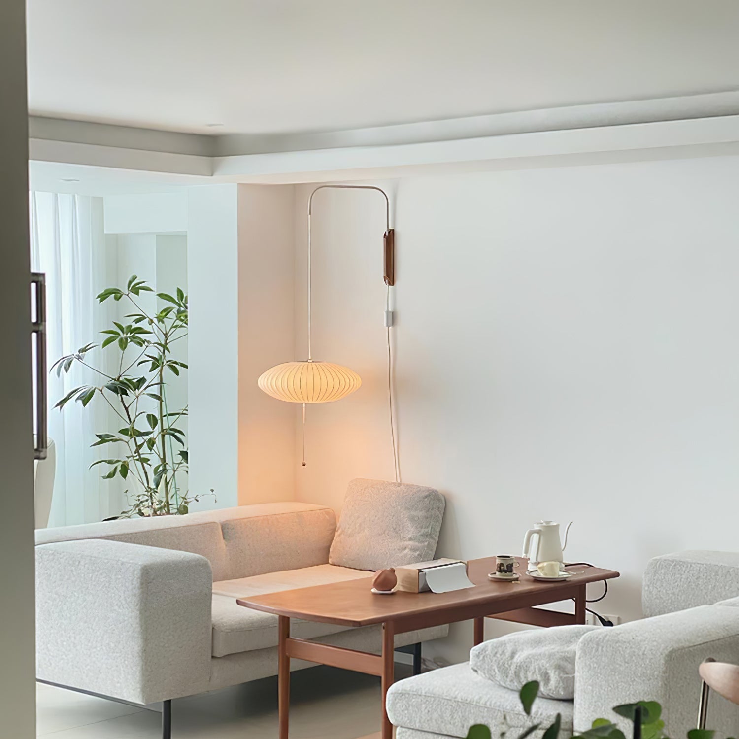 Nelson Wall Sconce | Mid-Century Modern Wall Light | Walnut & Metal Fixture | E26/E27 Ambient Indoor Lighting