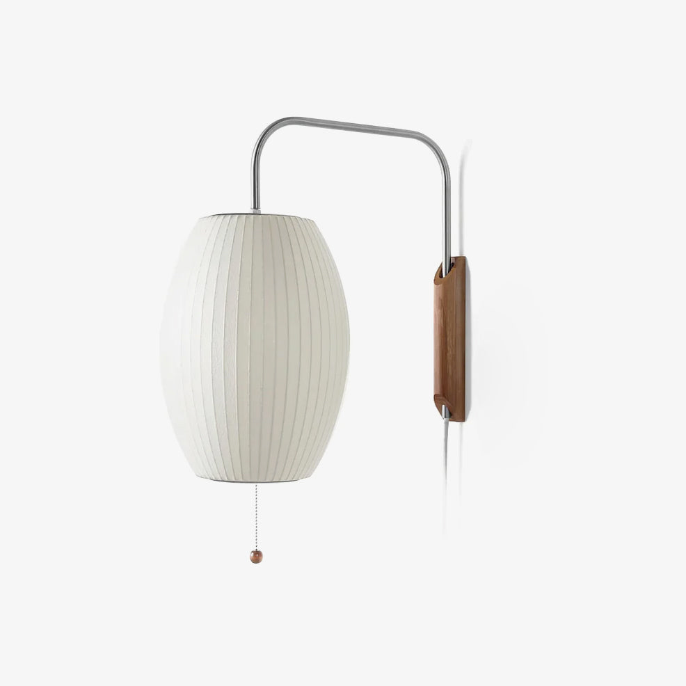 Nelson Wall Sconce | Mid-Century Modern Wall Light | Walnut & Metal Fixture | E26/E27 Ambient Indoor Lighting