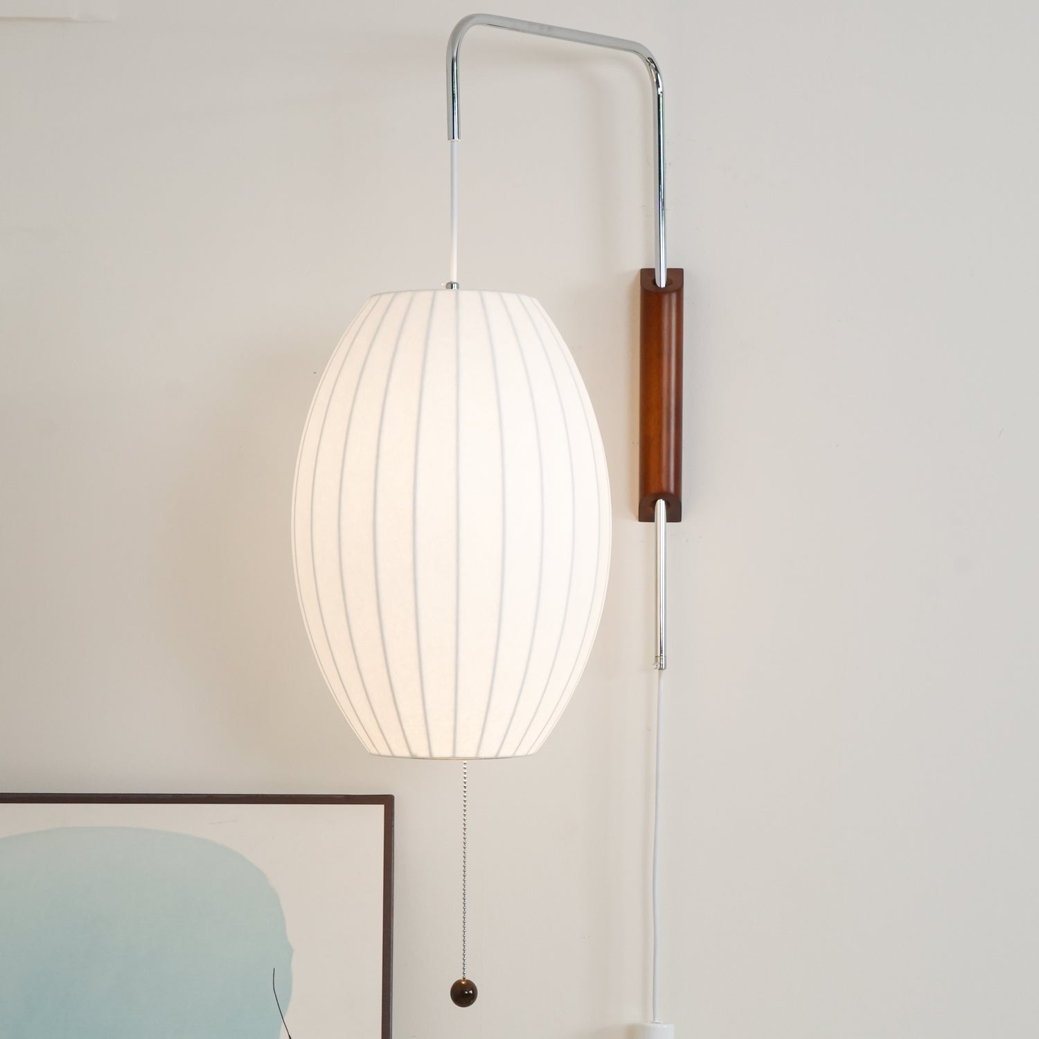 Nelson Wall Sconce | Mid-Century Modern Wall Light | Walnut & Metal Fixture | E26/E27 Ambient Indoor Lighting