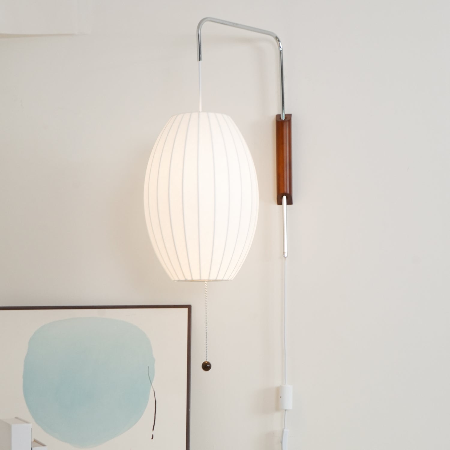 Nelson Wall Sconce | Mid-Century Modern Wall Light | Walnut & Metal Fixture | E26/E27 Ambient Indoor Lighting