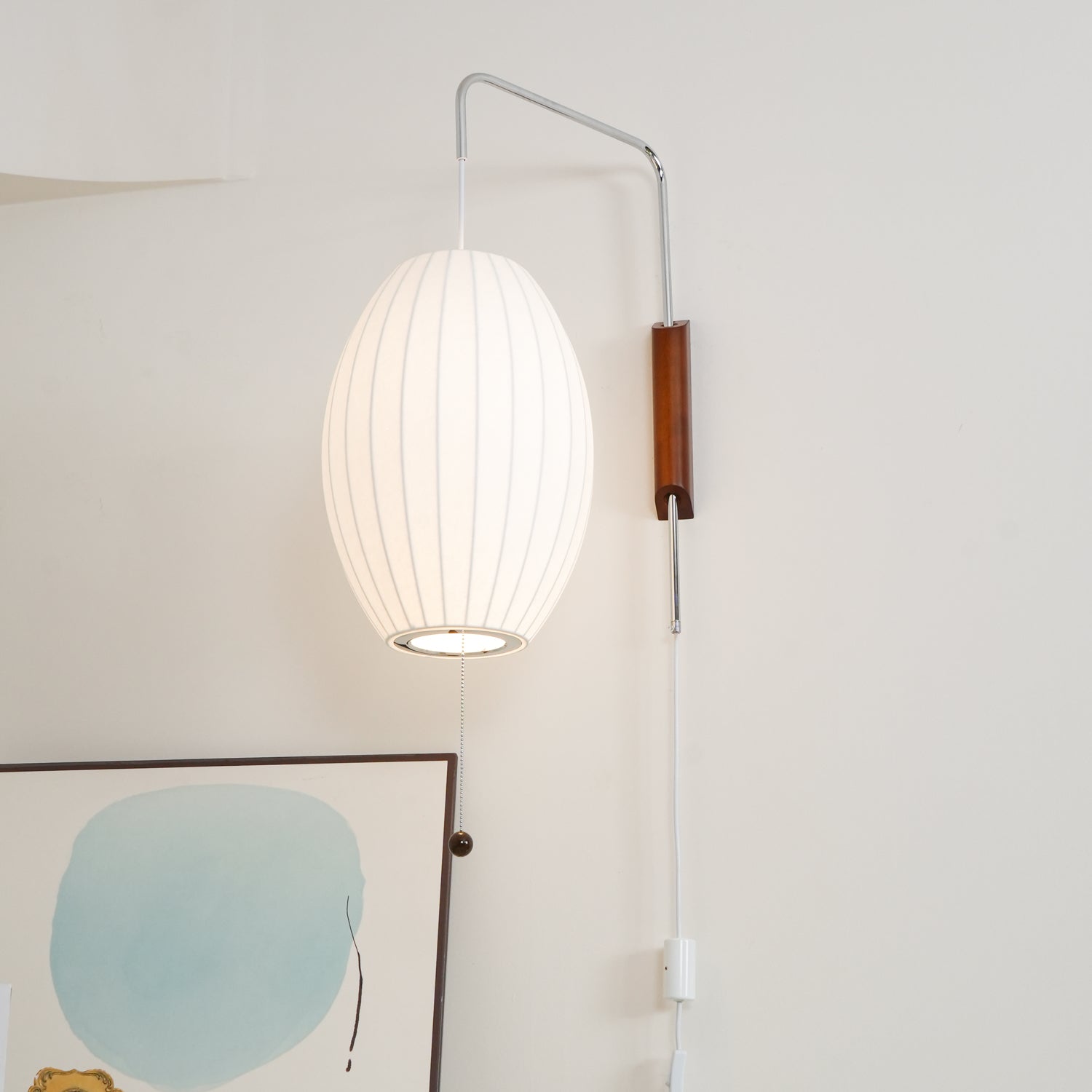 Nelson Wall Sconce | Mid-Century Modern Wall Light | Walnut & Metal Fixture | E26/E27 Ambient Indoor Lighting