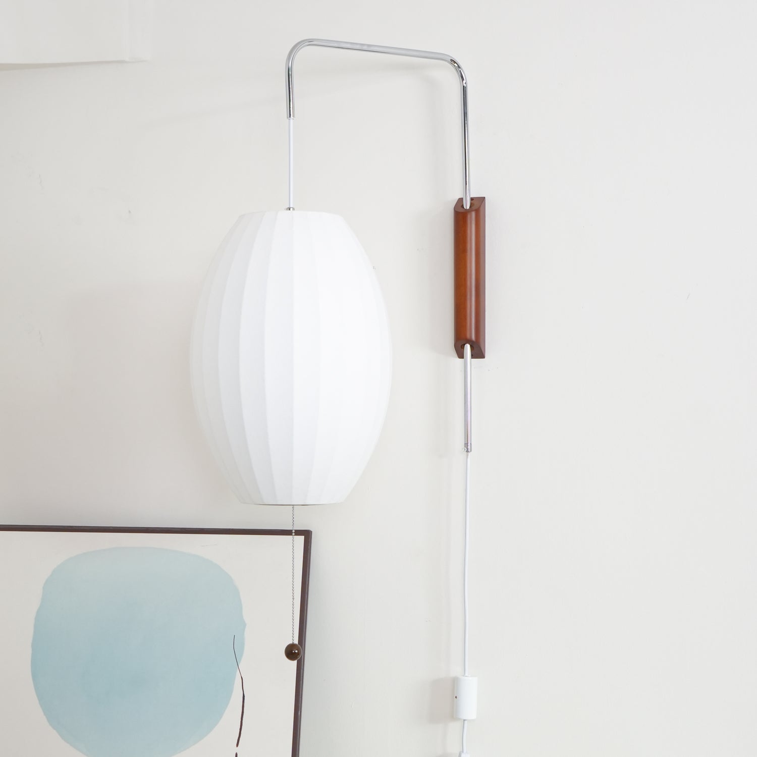 Nelson Wall Sconce | Mid-Century Modern Wall Light | Walnut & Metal Fixture | E26/E27 Ambient Indoor Lighting