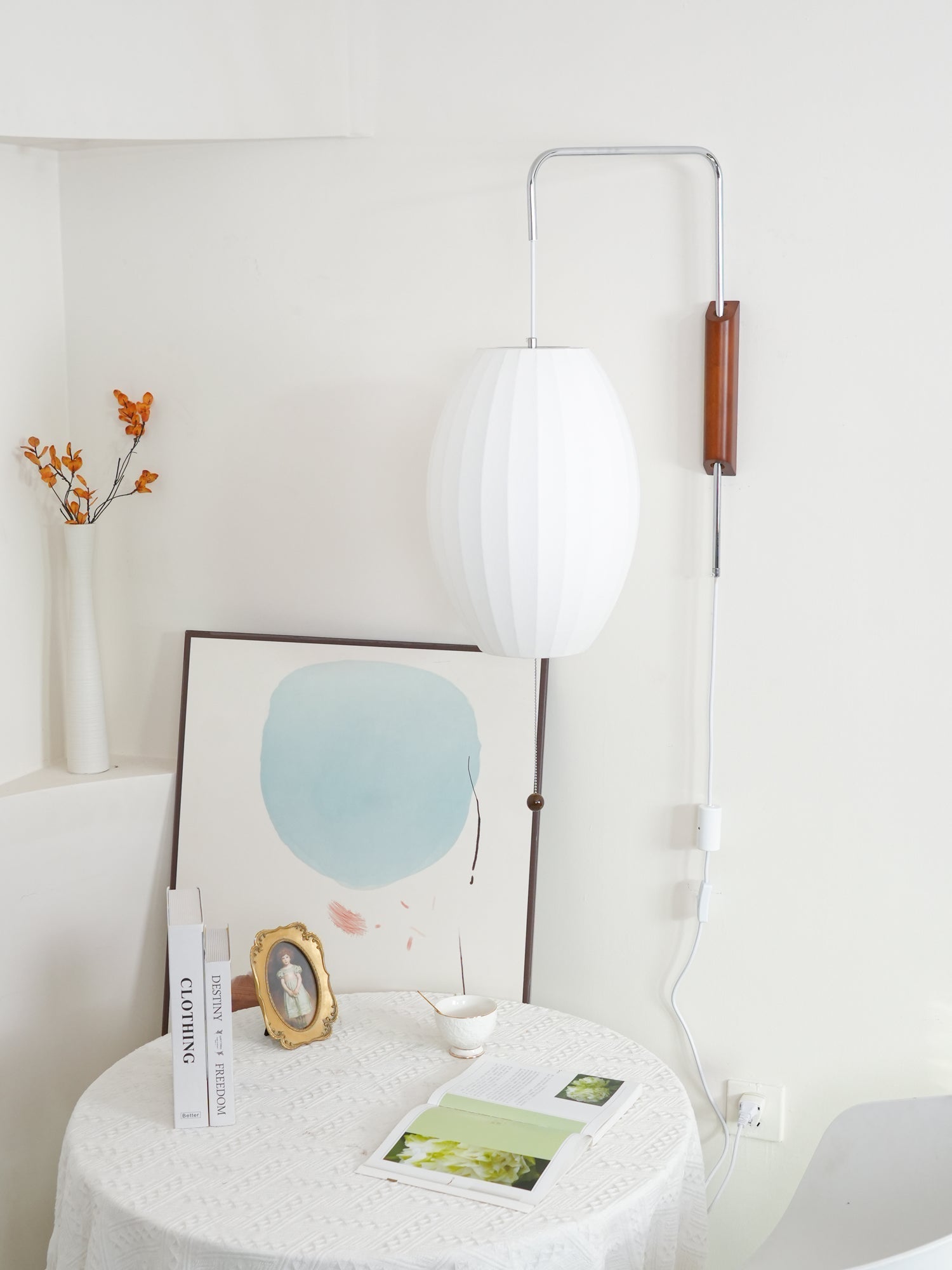 Nelson Wall Sconce | Mid-Century Modern Wall Light | Walnut & Metal Fixture | E26/E27 Ambient Indoor Lighting