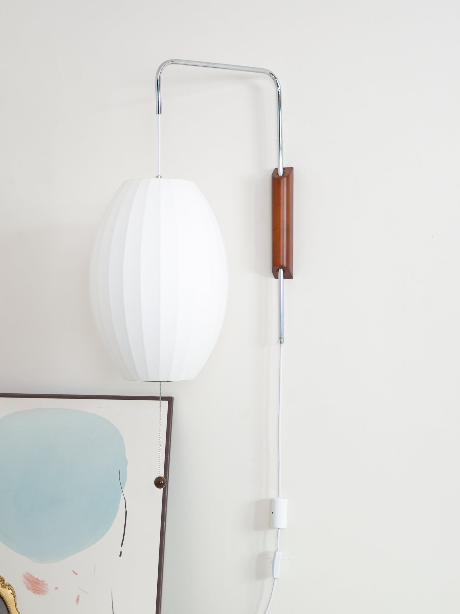 Nelson Wall Sconce | Mid-Century Modern Wall Light | Walnut & Metal Fixture | E26/E27 Ambient Indoor Lighting