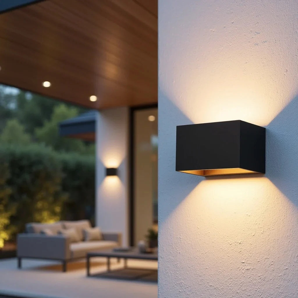 Numina Outdoor Wall Lamp with Motion Sensor | LED IP65 Waterproof Security Light | Modern Black