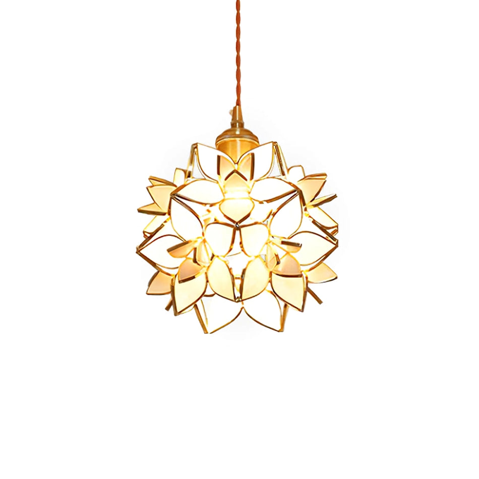 Capiz Pendant Lamp | Handcrafted Brass & Glass Ceiling Light | E26/E27 LED or Edison Bulb | Adjustable Hanging Height | Modern & Classic Interior