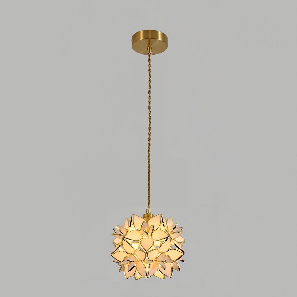 Capiz Pendant Lamp | Handcrafted Brass & Glass Ceiling Light | E26/E27 LED or Edison Bulb | Adjustable Hanging Height | Modern & Classic Interior