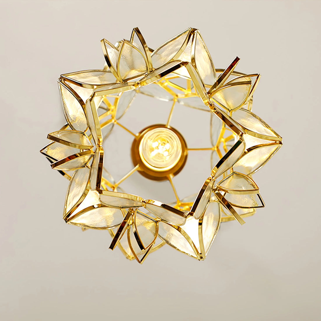Capiz Pendant Lamp | Handcrafted Brass & Glass Ceiling Light | E26/E27 LED or Edison Bulb | Adjustable Hanging Height | Modern & Classic Interior