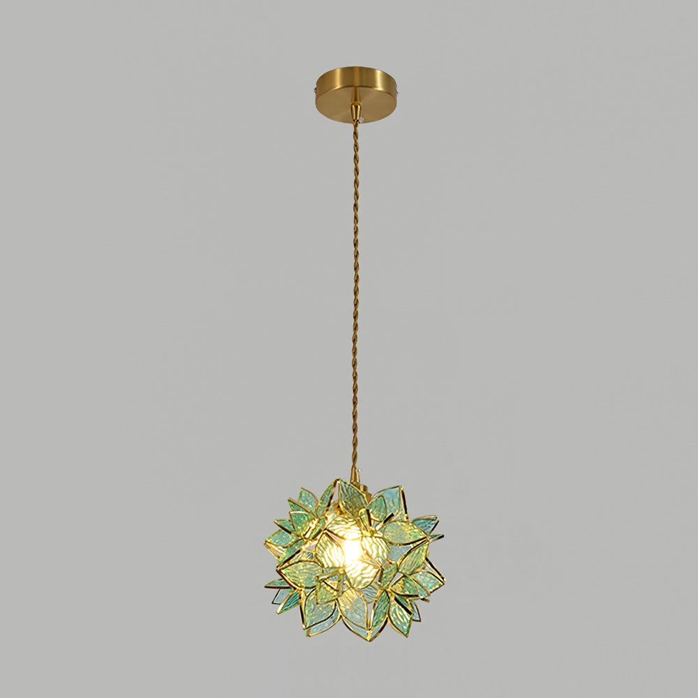 Capiz Pendant Lamp | Handcrafted Brass & Glass Ceiling Light | E26/E27 LED or Edison Bulb | Adjustable Hanging Height | Modern & Classic Interior
