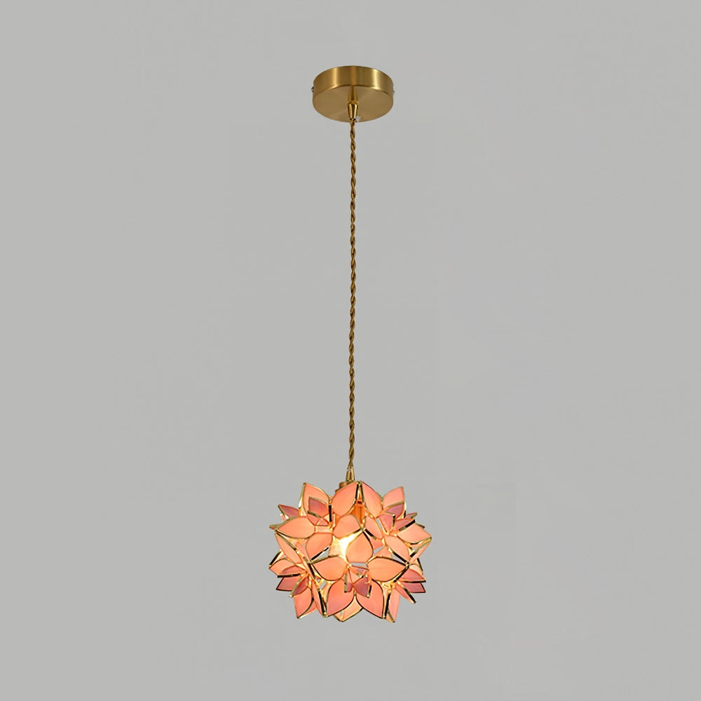 Capiz Pendant Lamp | Handcrafted Brass & Glass Ceiling Light | E26/E27 LED or Edison Bulb | Adjustable Hanging Height | Modern & Classic Interior