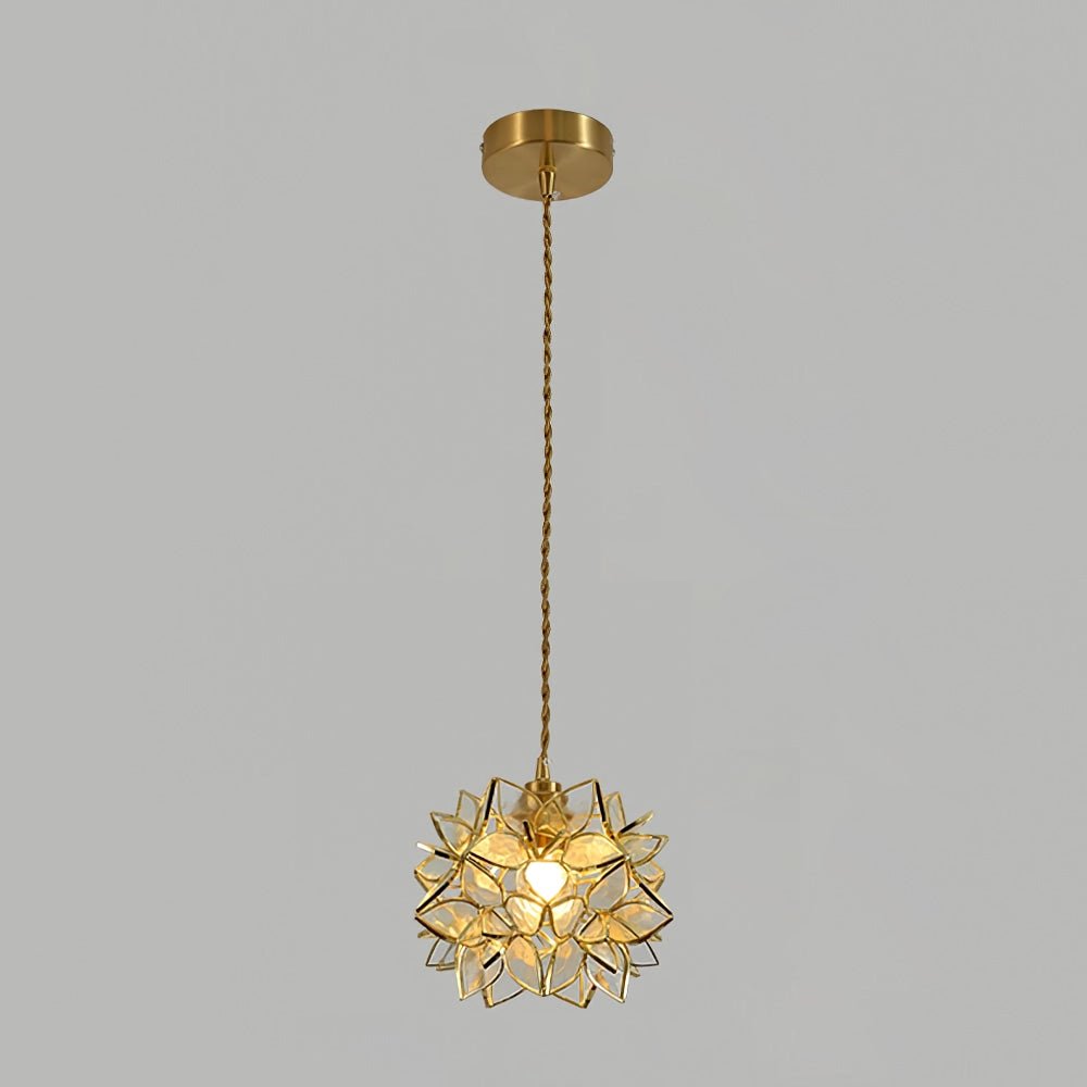 Capiz Pendant Lamp | Handcrafted Brass & Glass Ceiling Light | E26/E27 LED or Edison Bulb | Adjustable Hanging Height | Modern & Classic Interior