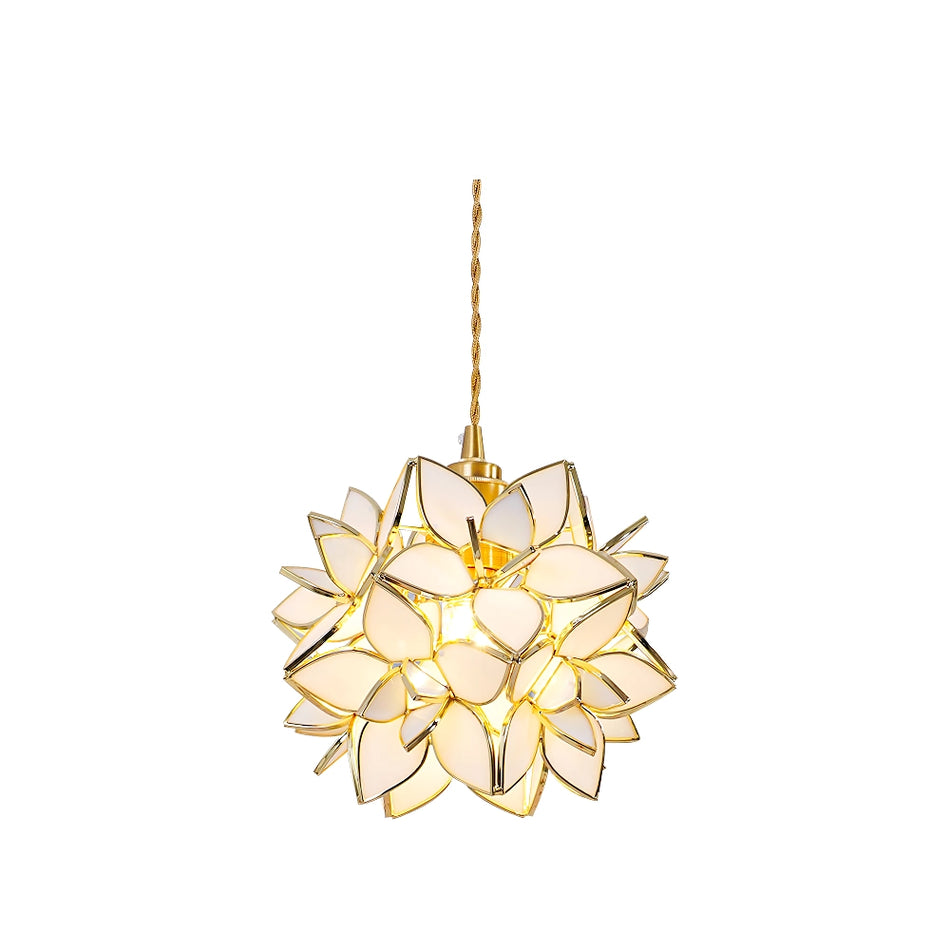 Capiz Pendant Lamp | Handcrafted Brass & Glass Ceiling Light | E26/E27 LED or Edison Bulb | Adjustable Hanging Height | Modern & Classic Interior