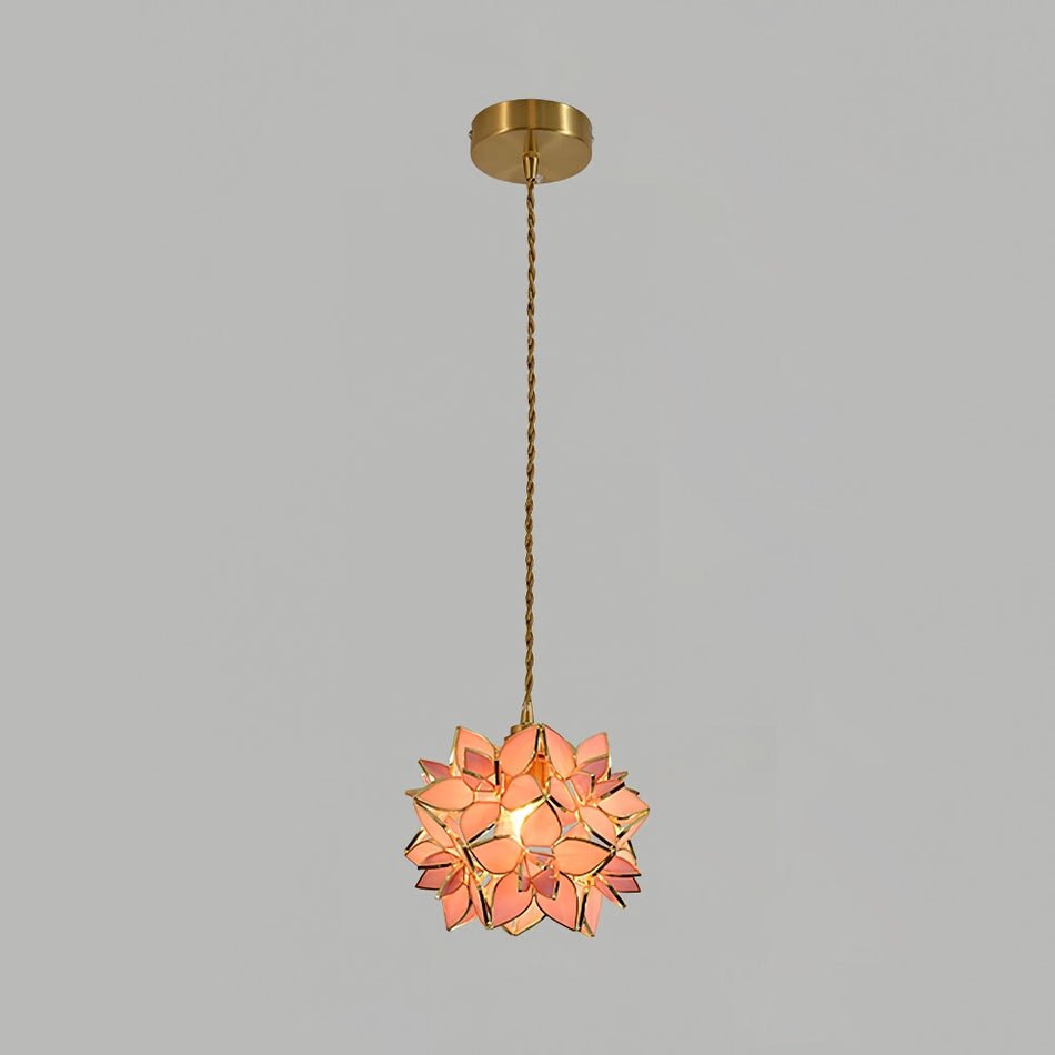 Capiz Pendant Lamp | Handcrafted Brass & Glass Ceiling Light | E26/E27 LED or Edison Bulb | Adjustable Hanging Height | Modern & Classic Interior