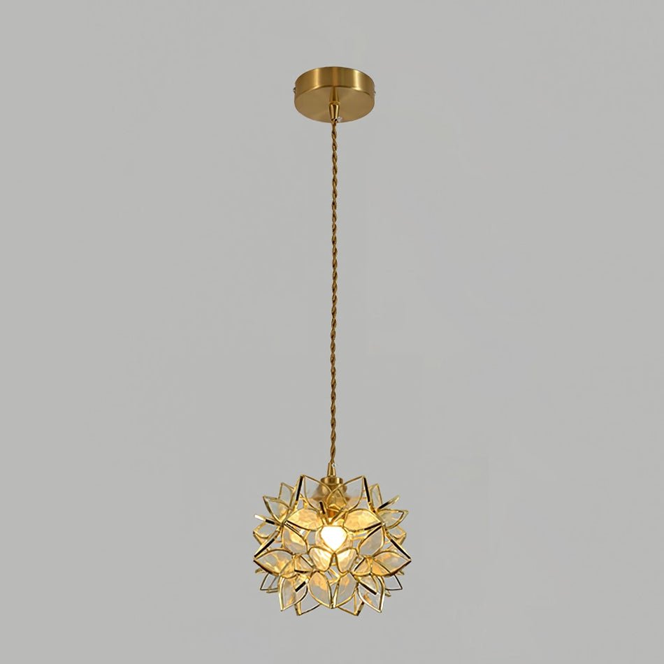 Capiz Pendant Lamp | Handcrafted Brass & Glass Ceiling Light | E26/E27 LED or Edison Bulb | Adjustable Hanging Height | Modern & Classic Interior