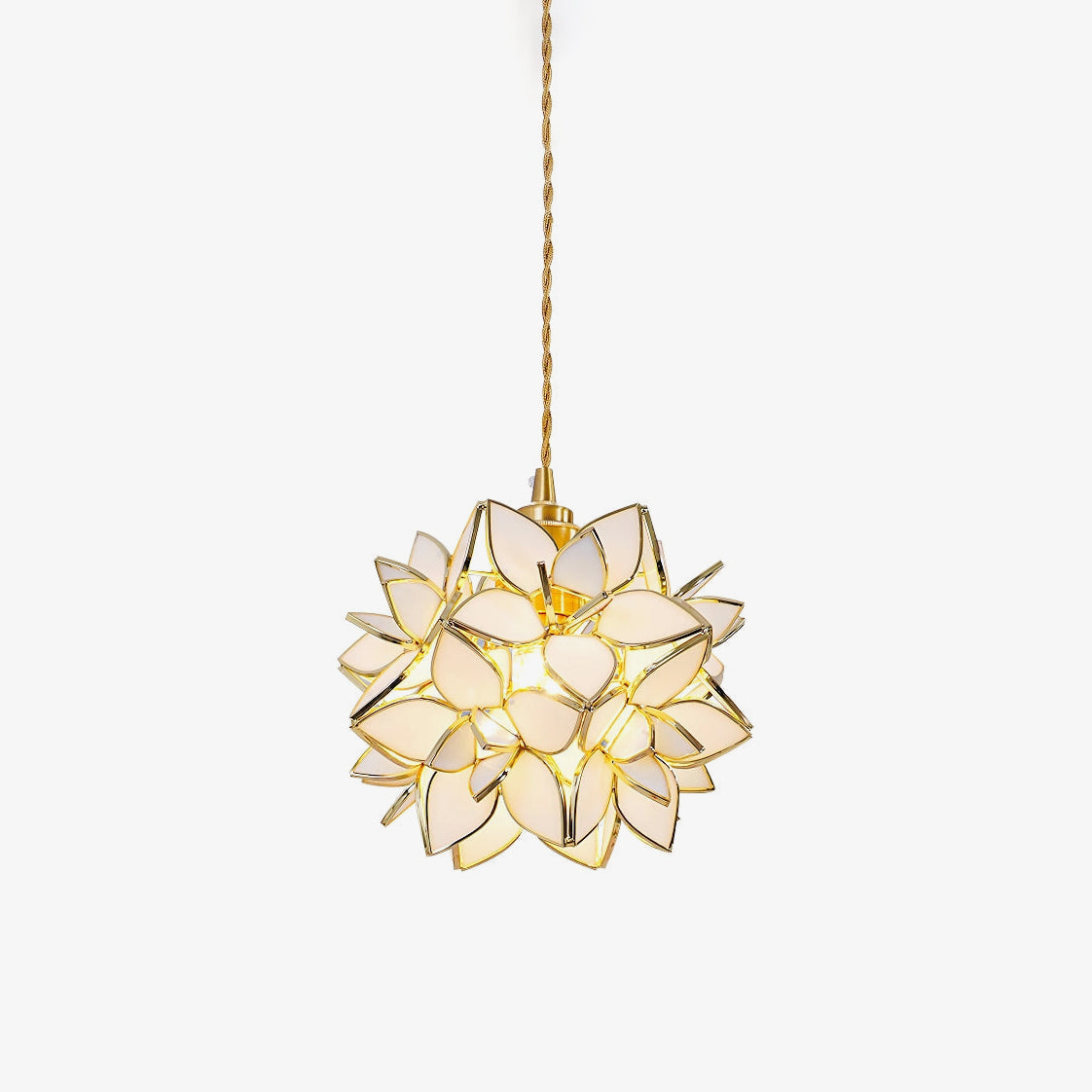 Capiz Pendant Lamp | Handcrafted Brass & Glass Ceiling Light | E26/E27 LED or Edison Bulb | Adjustable Hanging Height | Modern & Classic Interior