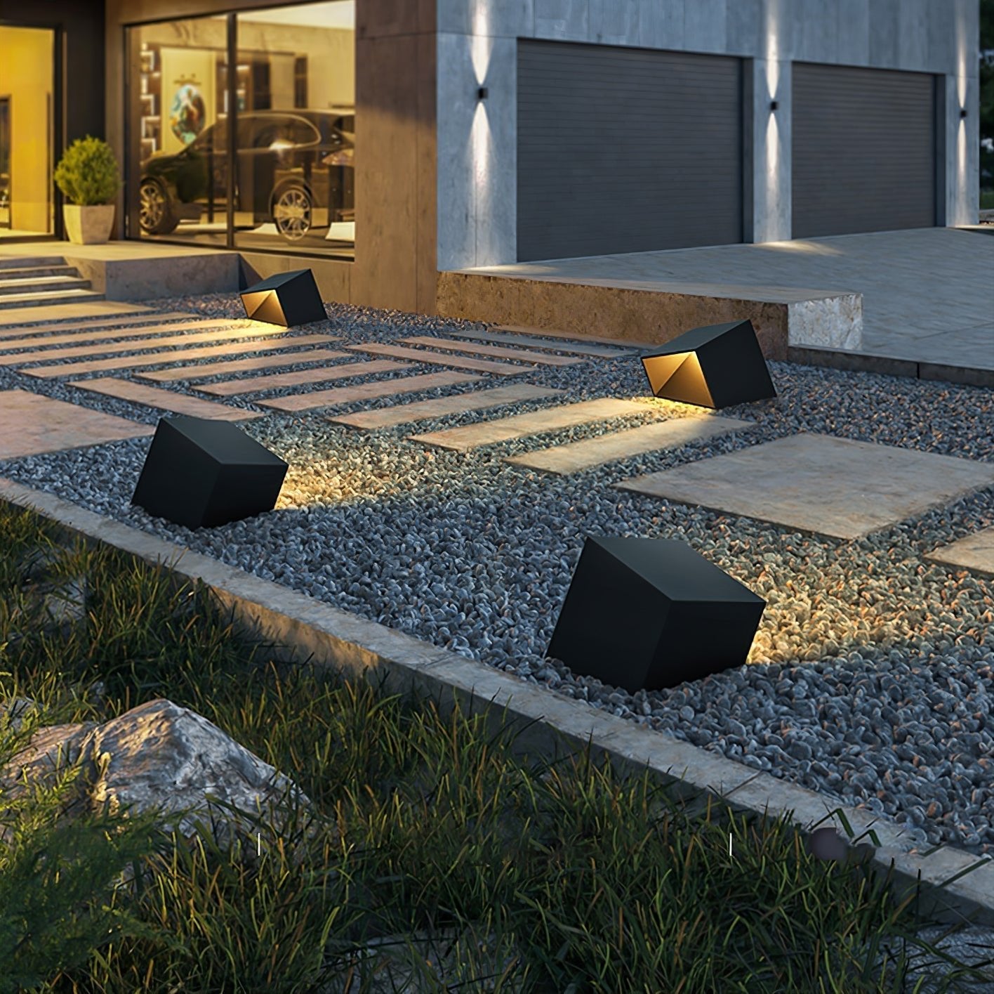 Cube Garden Solar Outdoor Light Compact Design | Integrated LED | Stainless Steel | IP65 Waterproof Patio & Lawn Lighting