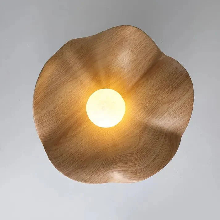 Scandinavian Wooden Lotus Ceiling Lamp Made of Resin